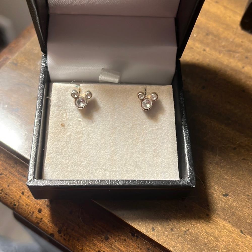 Mickey Mouse birthstone earrings (April)